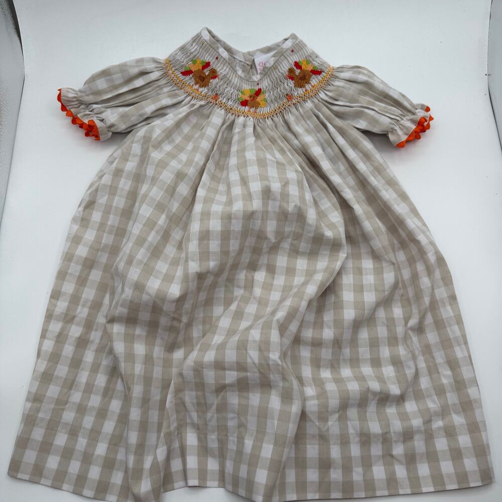 Stitchy Fish Smocked Thanksgiving Dress